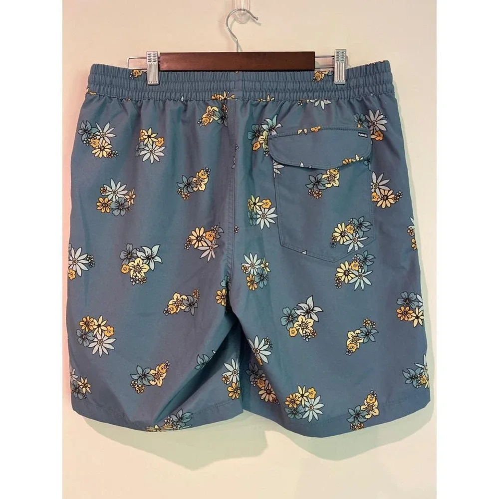 Hurley‎ Mens XL Floral Adjustable Elastic Waist Lined Board Shorts/Swim Trunks
